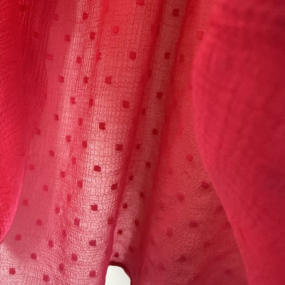 Torrid Women's Swiss Dot Top 2X Solid Pink Semi Sheer Long Sleeve Button Up Tie - Picture 8 of 10